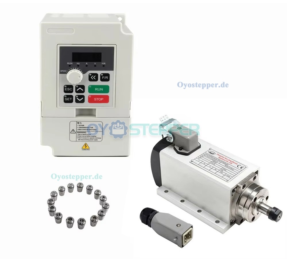 Handi luftgek&uuml;hltes CNC HF-Spindel-Set 800W ER11 110V/220V 24000U/min in quadratischer Bauform mit Frequenzumrichter